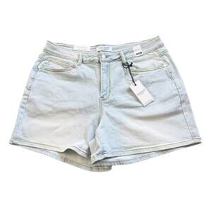 Judy Blue Marley Mid Rise Jean Shorts Rainbow Thread Denim Light Blue NEW 2XL